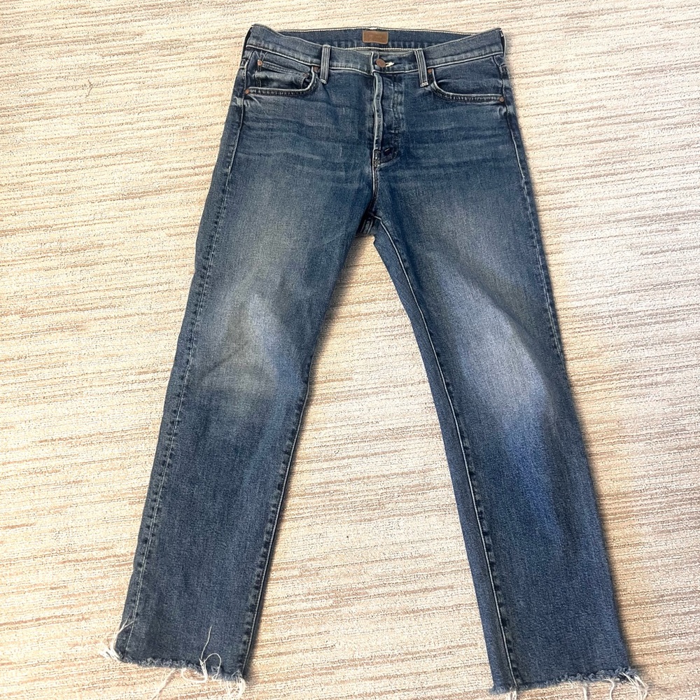 Mother jeans, Scrapper Cuff Ankle Fray, button fly, size 27, worn a few times.